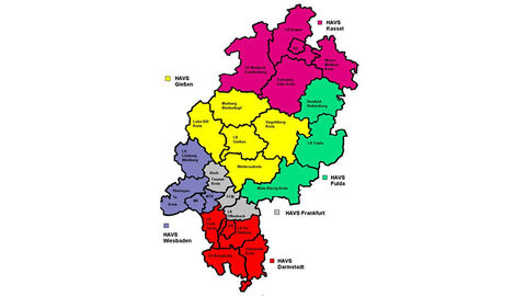Landkarte Hessen Zuständigkeiten HÄVS Landkarte Hessen Zuständigkeiten HÄVS