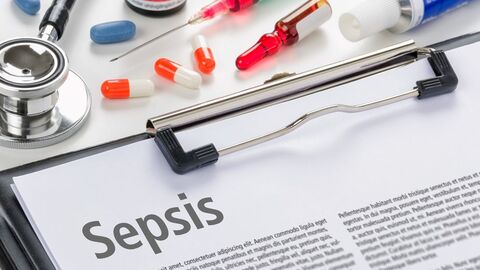 Sepsis Klemmbrett mit dem Wort Sepsis