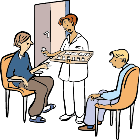 Tabletten geben-2 Eine Krankenschwester verteilt Pillen.